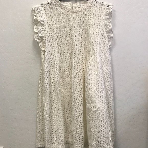 MADEWELL Women's Ruffle-Sleeve Mini Dress Large AN137 ($138) - Picture 2 of 4